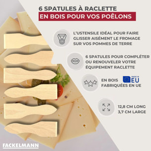 Lot de 6 spatules à raclette en bois 13 cm Fackelmann Wood Edition