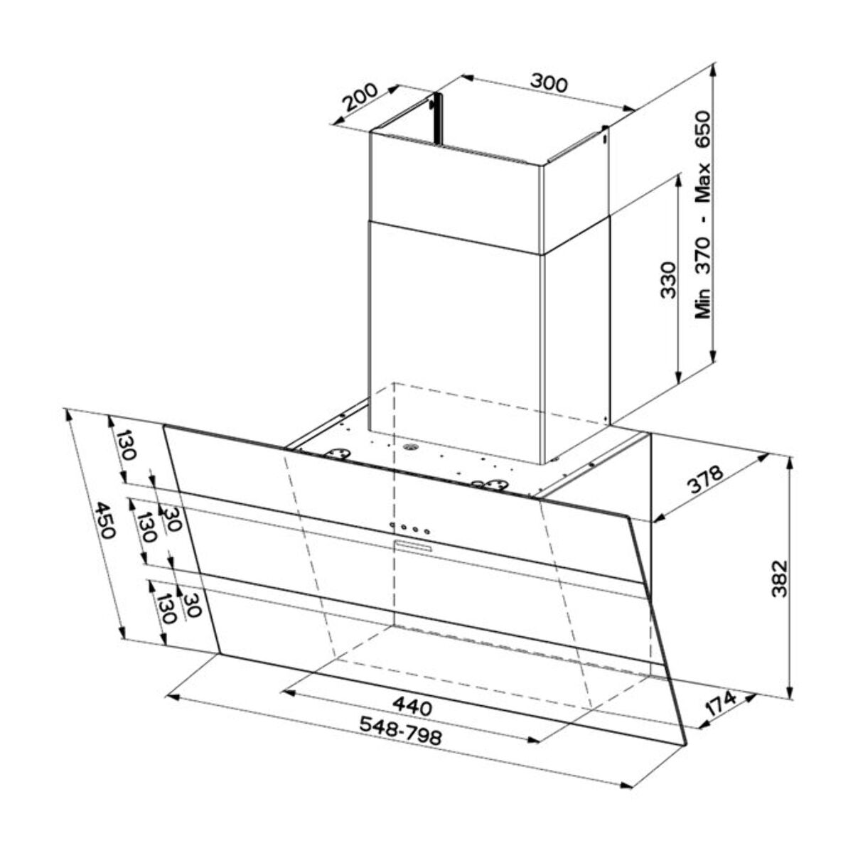 Hotte décorative murale inclinée FABER STEELMAX 800 NOIR/INOX