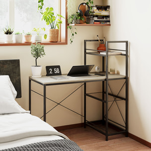 Escritorio con Estantería Reversible Industrial Escritorio con Marco de Acero Mesa de Estudio para Oficina Dormitorio 110x53x115,5 cm Roble y Negro