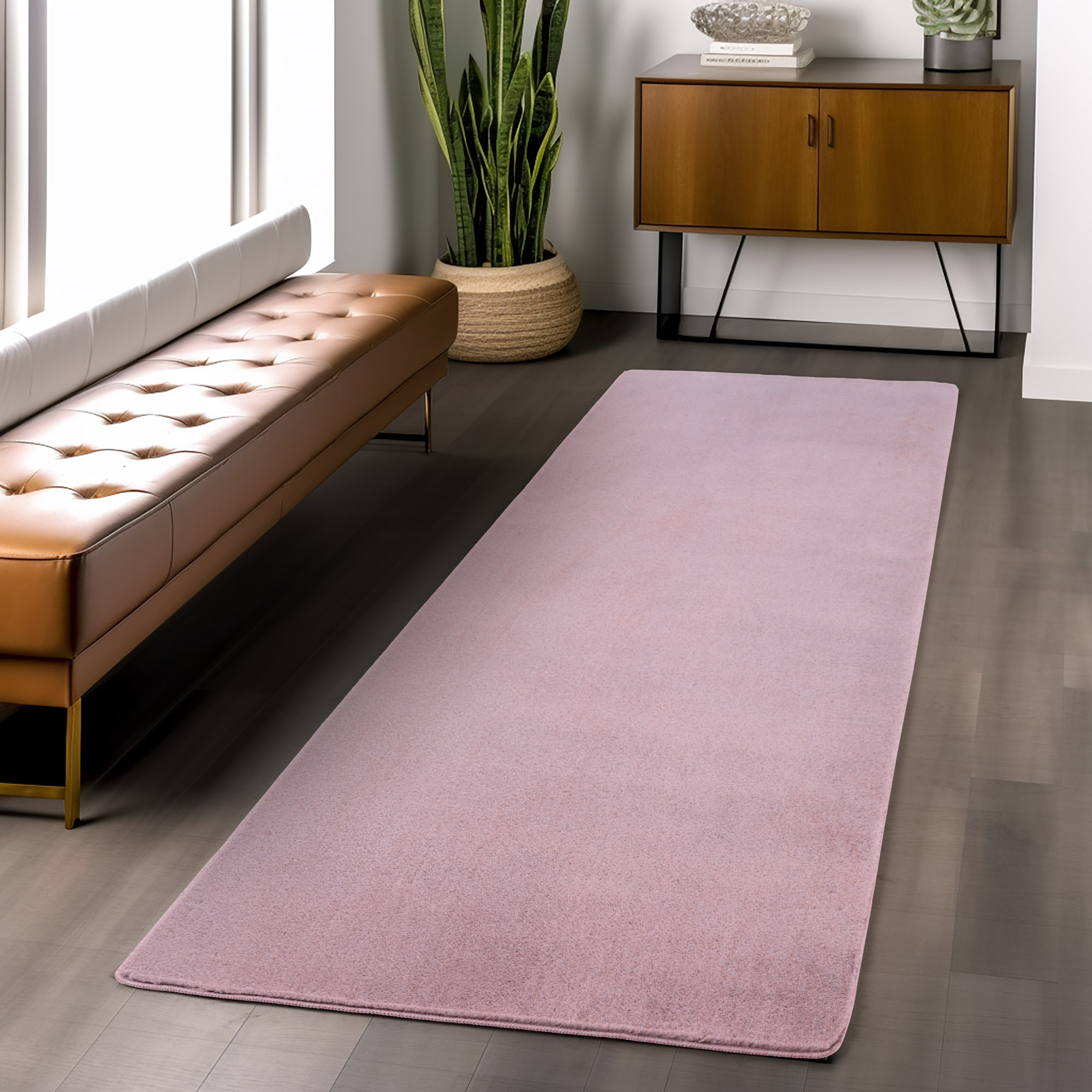 ALBA - Tapis doux rose à poils courts