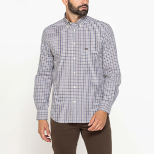 CAMICIA FANTASIA TINTO FILO CON COLLO BUTTON-DOWN