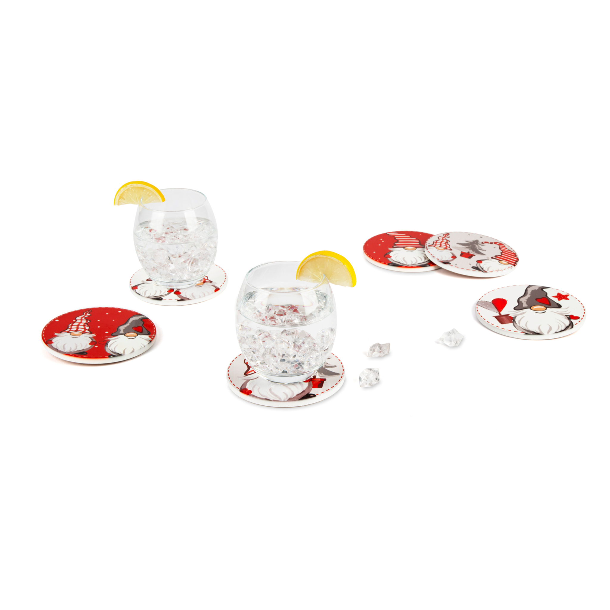 Set de 6 Dessous de Verre Excelsa - Gnomo, Dolomite Multicolore avec Base en Liège