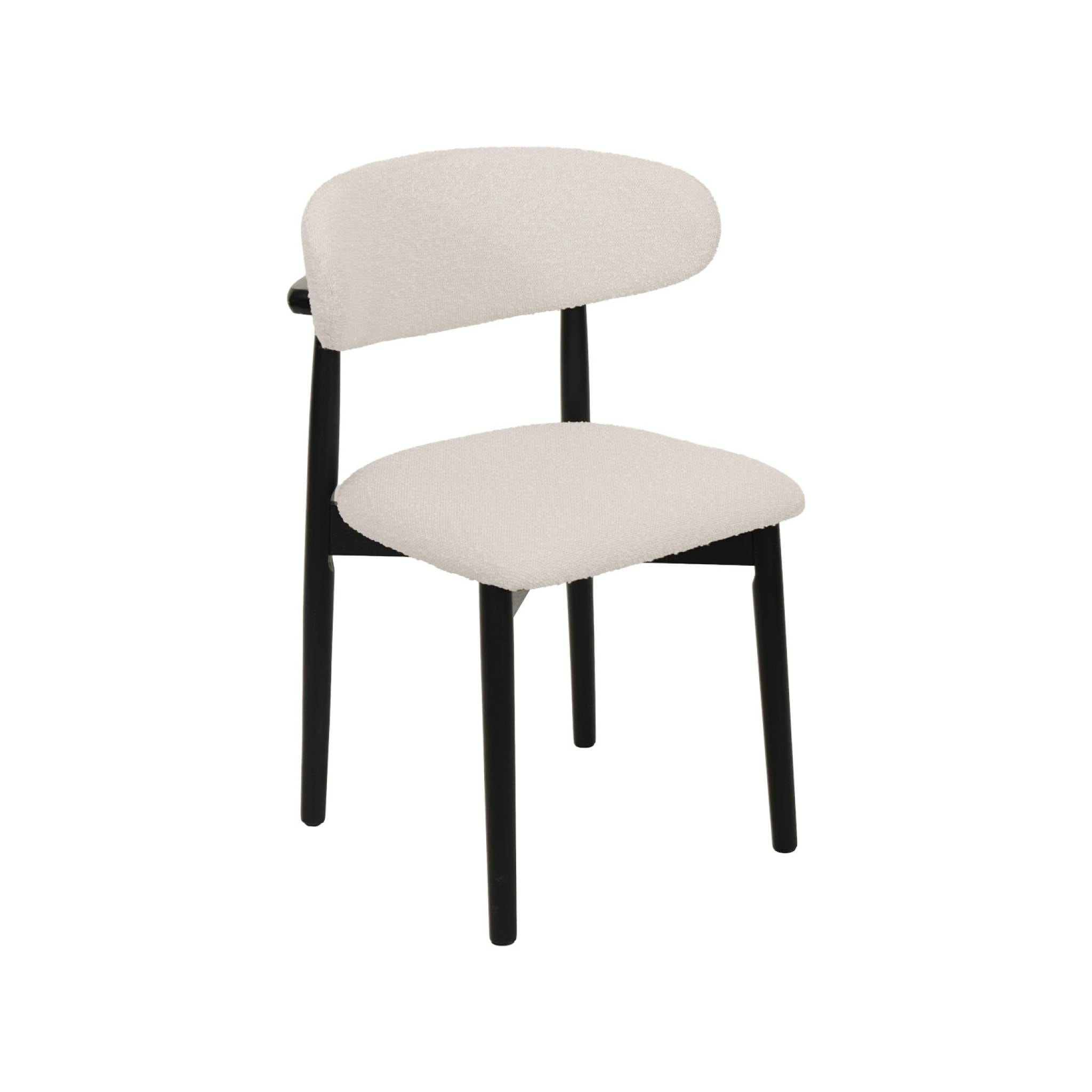 Chaise bois d'hévéa et tissu bouclette (lot de 2)  PAOLA