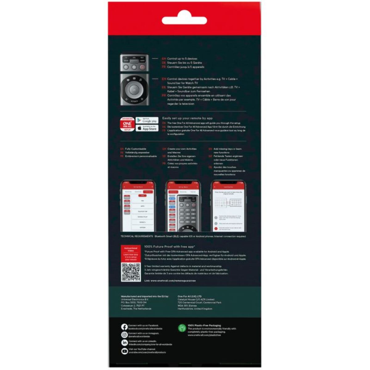 Télécommande ONE FOR ALL Universelle Smart Control Pro 5en1