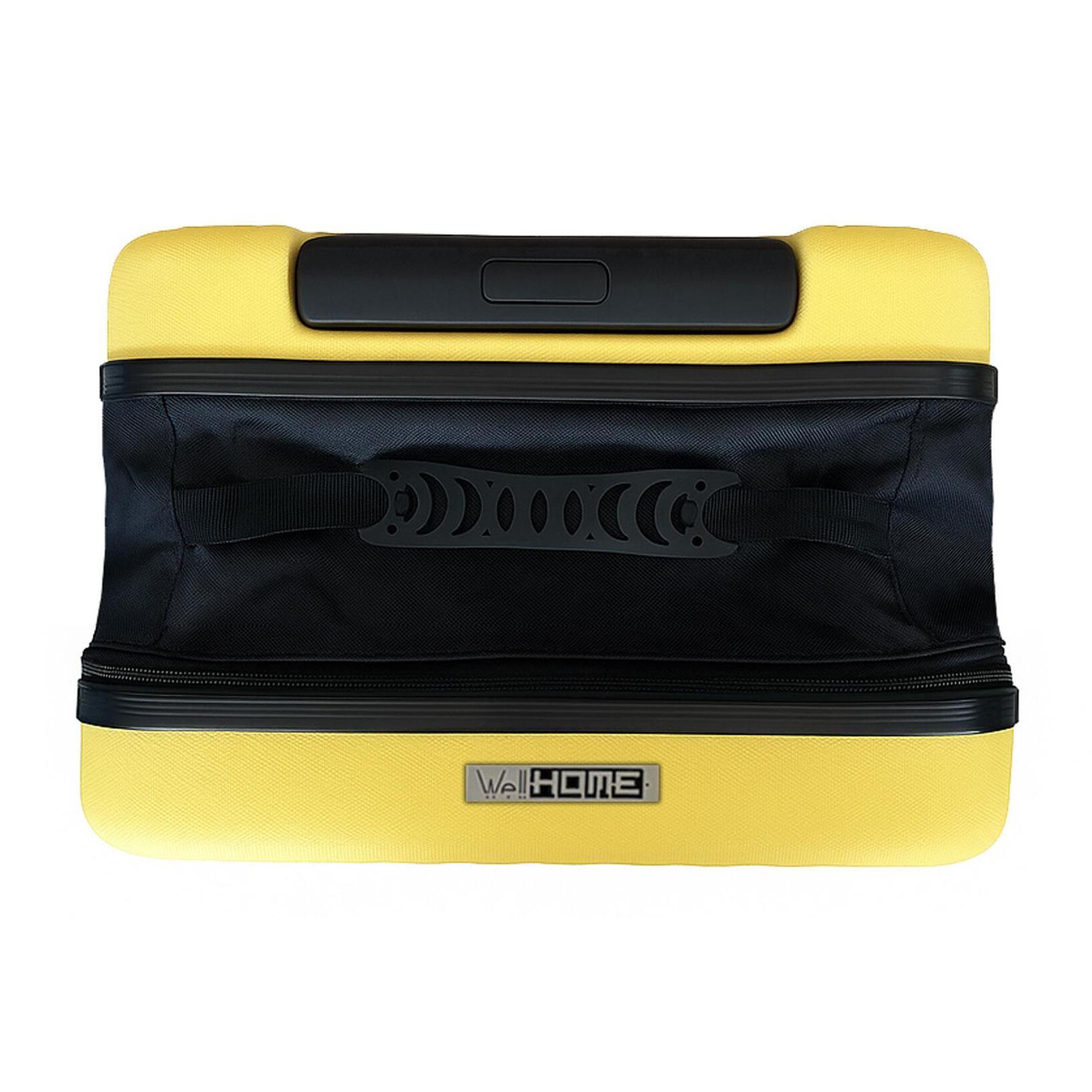 Maleta de cabina 18" plegable ultrafina/se pliega de 28cm a 13cm de grosor/ligera y resistente abs/ 2 ruedas + mango telescópico/ color amarillo