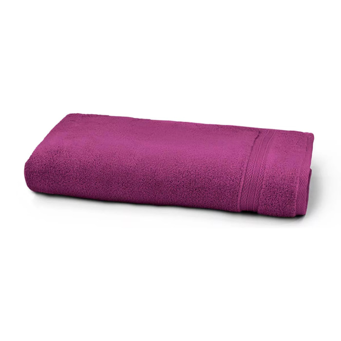 Drap de douche pur coton 550 g/m² uni violet Elea raisin