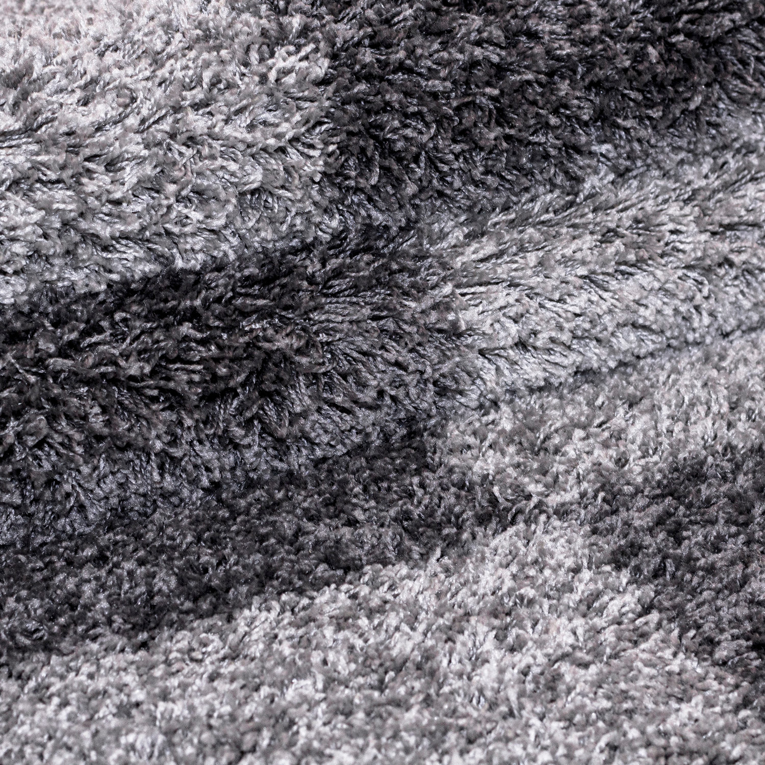 GALA - Tapis shaggy rond à poils longs motif géométrique gris