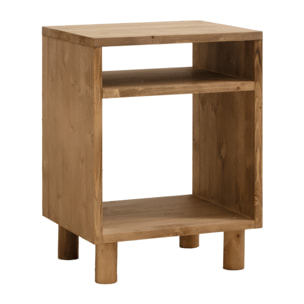 Mesita de noche de madera maciza en tono roble oscuro de 51x32cm Alto: 50.5 Largo: 32 Ancho: 37.5