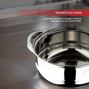Cacerola Vaporera de Ø24x9,5cm en acero inoxidable y acabado brillante Renberg