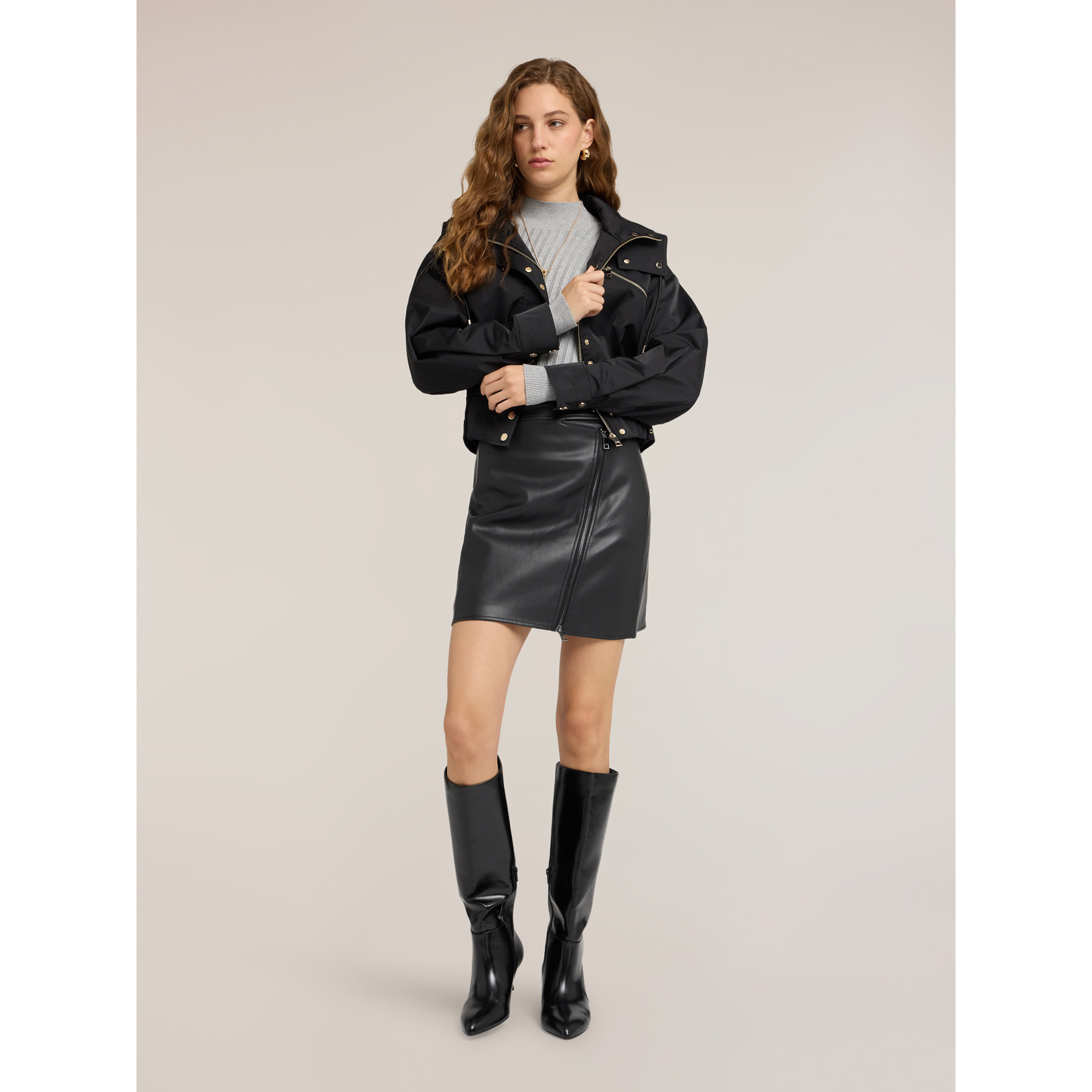 Motivi - Minifalda biker con cremallera - Negro
