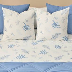 Funda nórdica algodón hojas Lari color azul 100% Algodón percal