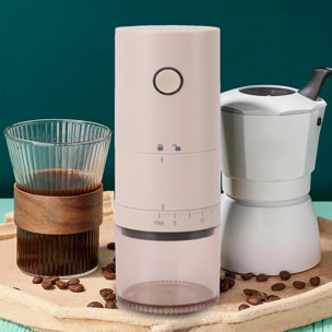 Macina caffè elettrico portatile 995, 30W, batteria ricaricabile da 2000mAh, capacità 120ml, regolazione dello spessore e luci di avviso della batteria.