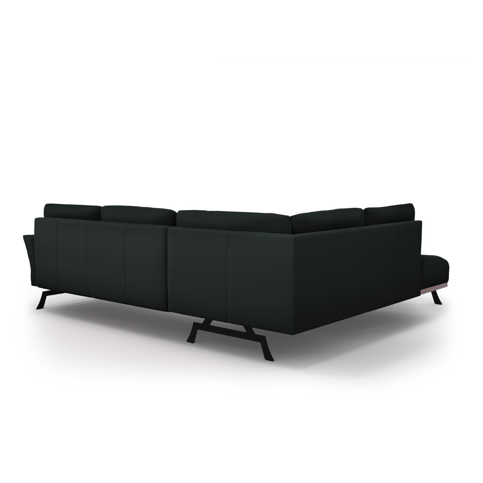 Canapé d'angle gauche convertible "Olivier" 5 places en tissu structurel noir