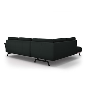 Canapé d'angle gauche convertible "Olivier" 5 places en tissu structurel noir