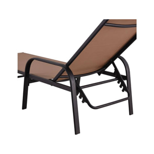 Lot de 2 Bains de soleil en métal avec accoudoirs "Farniente" - Taupe