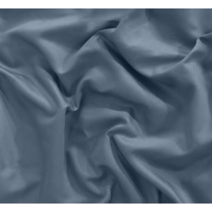 Drap plat satin de coton bleu