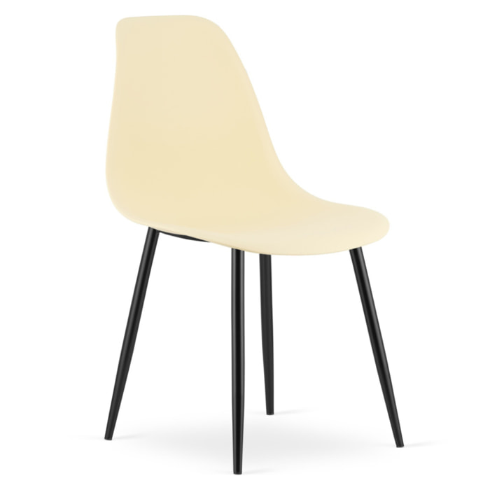 Set di 3 sedie Wat scandinave color crema con gambe nere
