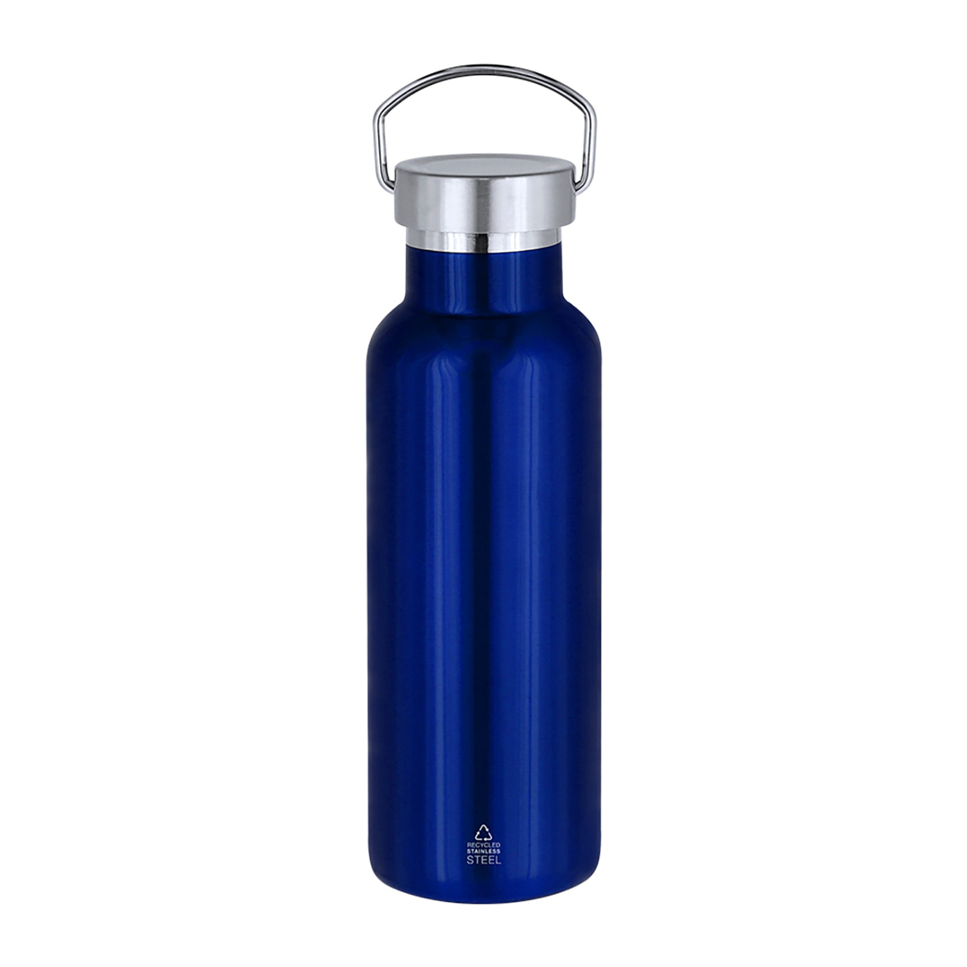 Bidón térmico en Acero Inoxidable Reciclado de doble pared y 500 ml de capacidad. Tapón a rosca con asa de transporte.