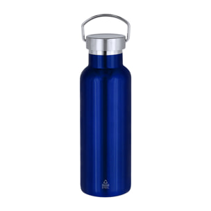 Bidón térmico en Acero Inoxidable Reciclado de doble pared y 500 ml de capacidad. Tapón a rosca con asa de transporte.