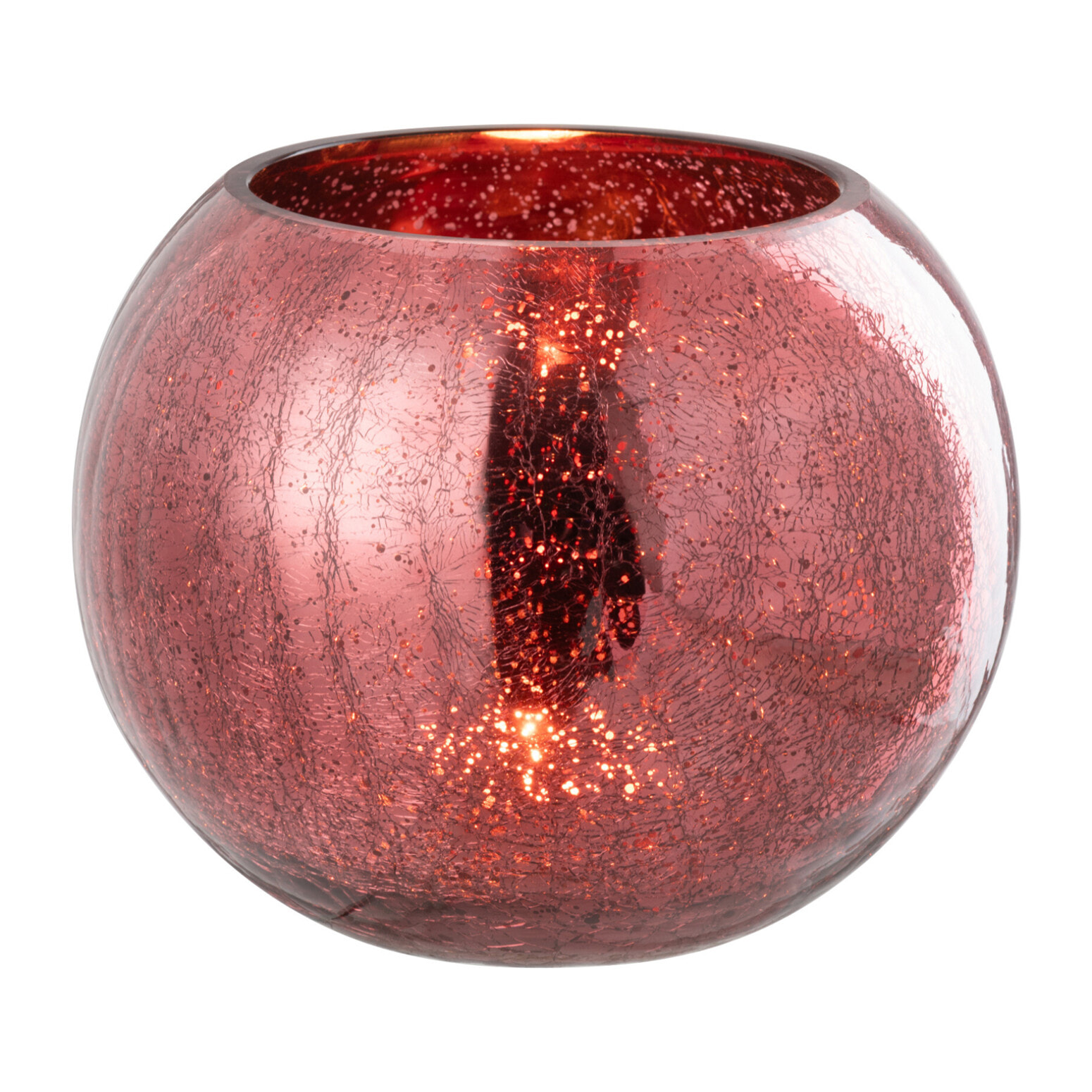J-Line photophore Boule Craquelé - verre - rose - large