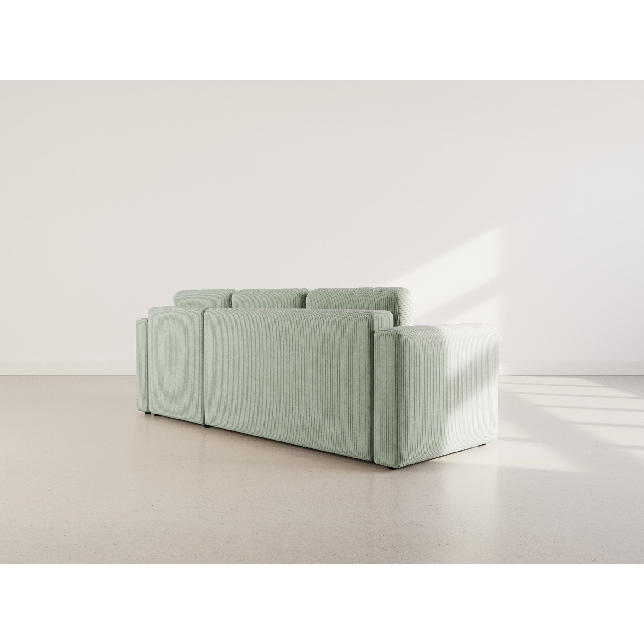 Canopy - canapé d'angle réversible 4 places convertible avec coffre en velours côtelé - Vert sauge