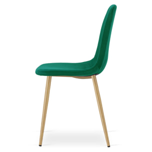 Sedia Padva in velluto verde con gambe effetto rovere