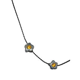 Collar 3 flores mini plata gun cristal Sw