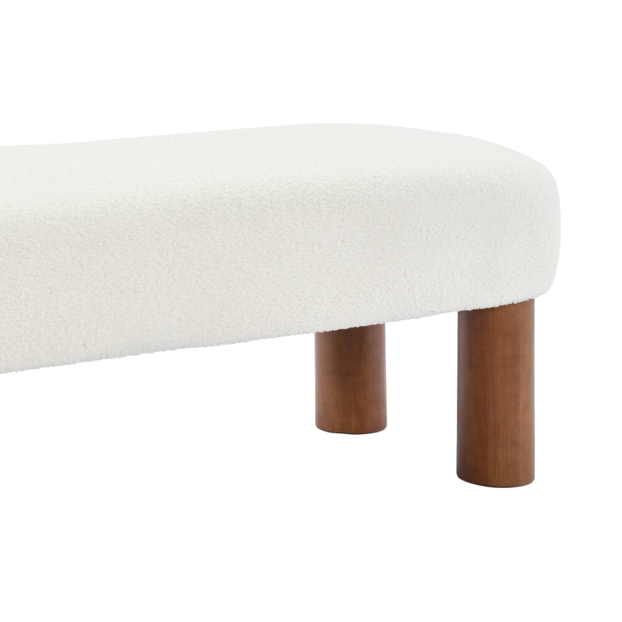 Banc / Bout de lit. pieds en bois d'hévéa et tissu bouclette
