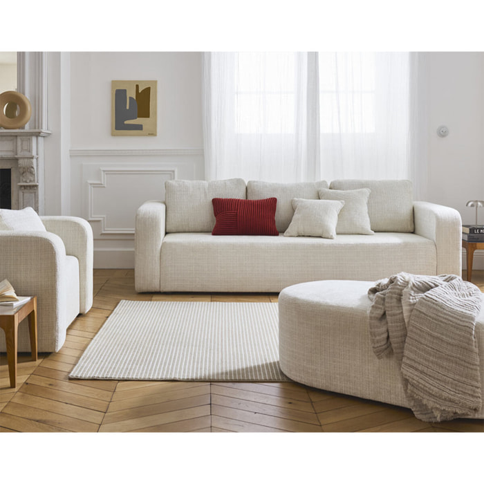 Miro - canapé droit 3 places - convertible avec coffre - en velours texturé - Beige