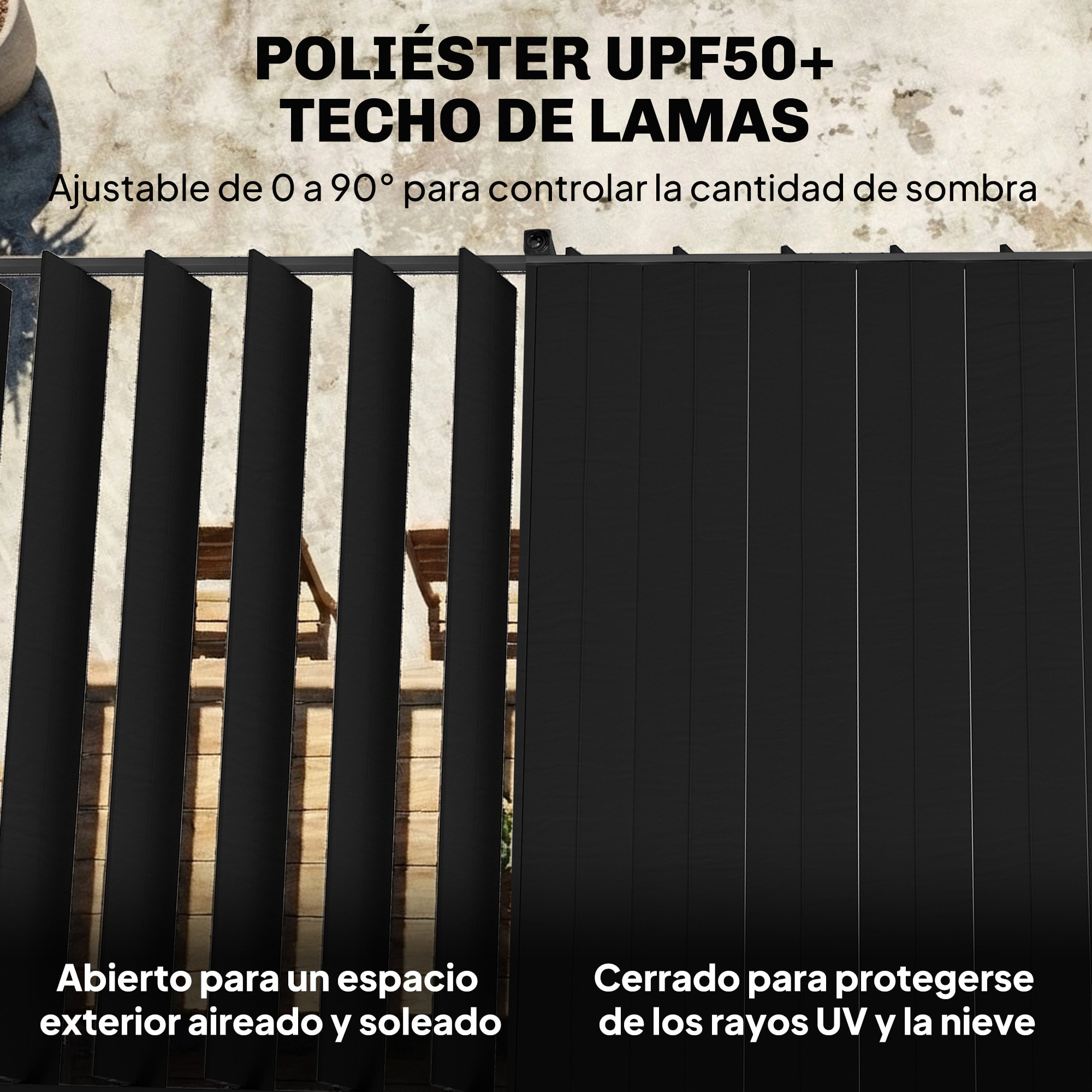 Pérgola de Jardín 3x5,7 m, Cenador de Jardín con Techo de Lamas Ajustable a 90°, Manivela, Estructura de Aluminio, Protección UPF50+, Pabellón para Exterior, Patio, Terraza, Gris Oscuro