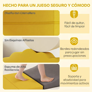 Juego de 7 Bloques de Espuma para Niños, Bloques de Psicomotricidad Infantil con Base Antideslizante, Montessori, Set de Escalada Suave Interior para Escalar y Gatear, 0,5-3 Años, Amarillo