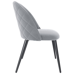 Set di 4 Sedie Imbottite Da Pranzo Ufficio In Velluto Sedia Con Gambe In Metallo Nero Con Schienale Seduta Comoda Per Soggiorno Salotto Grigio Chiaro