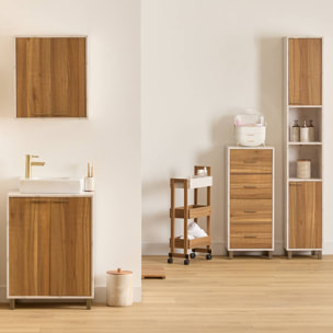 Meuble haut 2 portes Come bois et effet marbre