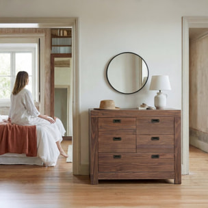 Commode Nador -bois massif d'araucaria-couleur kokoa 105 x 85 x 45 cm