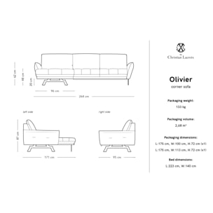 Canapé d'angle gauche modulable "Olivier" 4 places en cuir véritable gris foncé