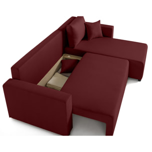 Regala - canapé d'angle réversible - 4 places - convertible avec coffre - en tissu - Rouge
