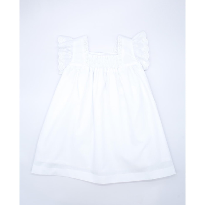 Vestido tira bordada popelín blanco