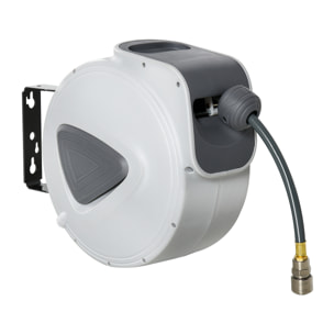Carrete de Manguera de Aire Comprimido Automático de 10 m Conector de 1/4'' BSP con Soporte para Pared Giratorio 180° Diámetro Interno 8x12 mm Gris