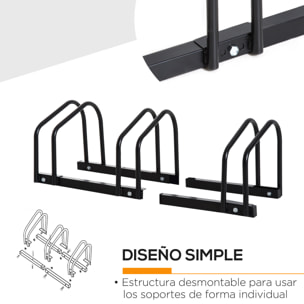 Aparcamiento para 3 Bicicletas Soporte de Acero para Aparcar Bicicletas en el Suelo o Pared Estacionamiento para Interior y Exterior 76x33x27 cm Negro