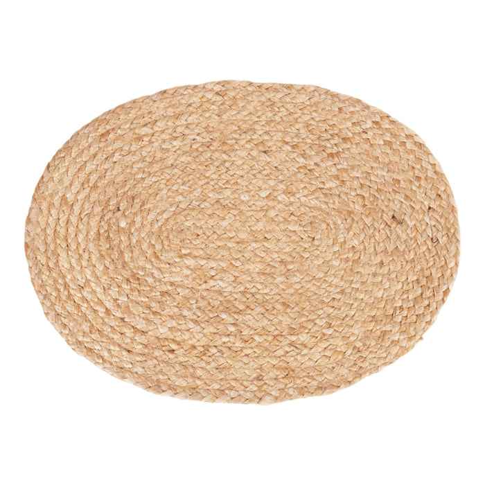 Set 4 tovagliette Bombay in juta naturale intrecciata ovale 35x45 cm