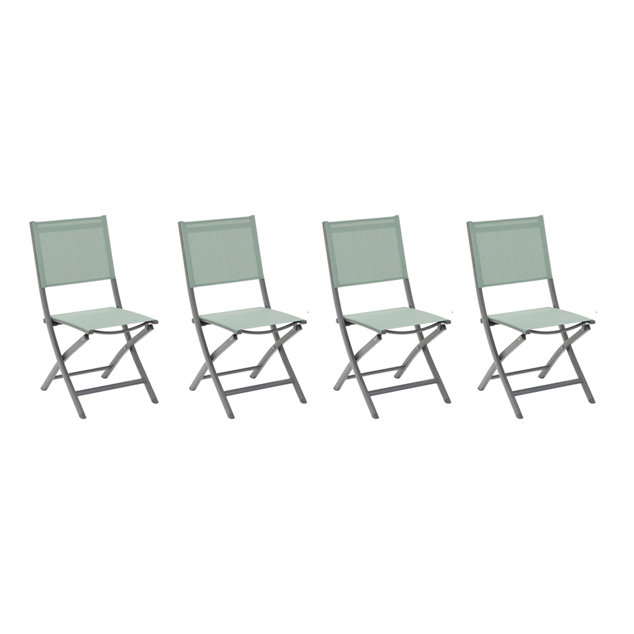 Lot de 4 chaises de jardin pliantes "Essentia" vert olive et graphite