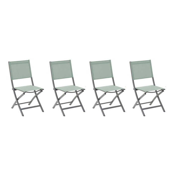 Lot de 4 chaises de jardin pliantes "Essentia" vert olive et graphite