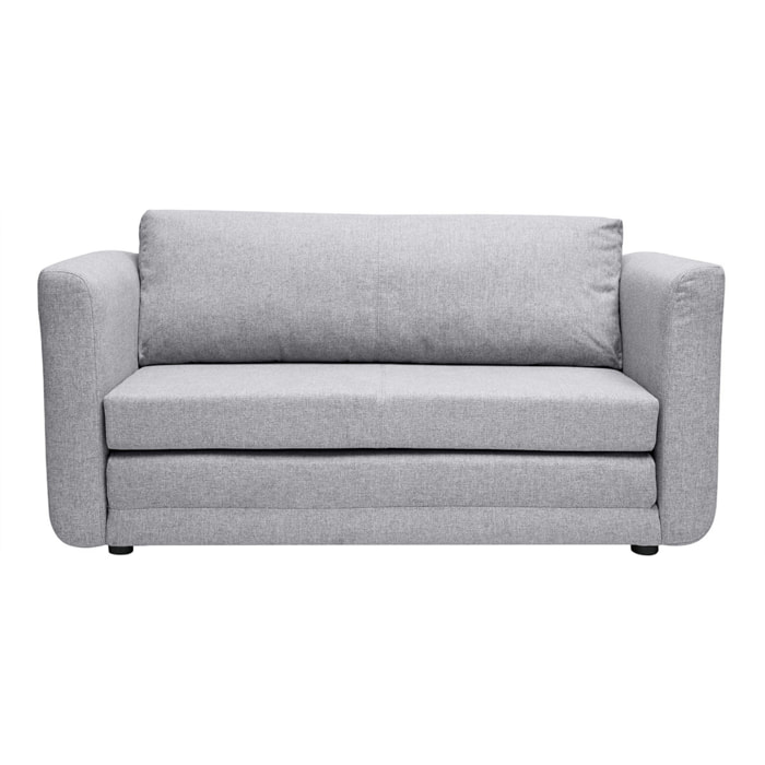 Canapé convertible 2 places en tissu gris clair LEON