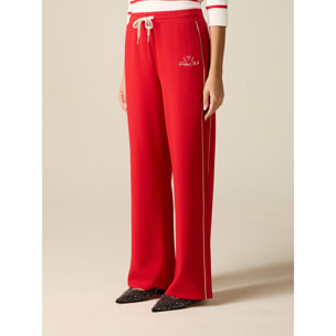 Oltre - Pantalones de punto con perfil - Rojo