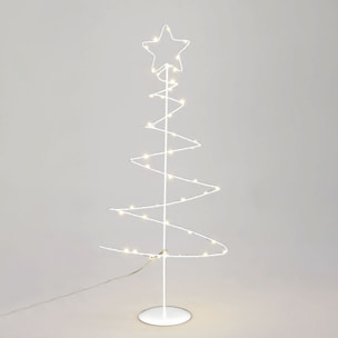 árbol navideño decorativo de metal blanco con estrella con 46 luces led y temporizador 24x10x53cm