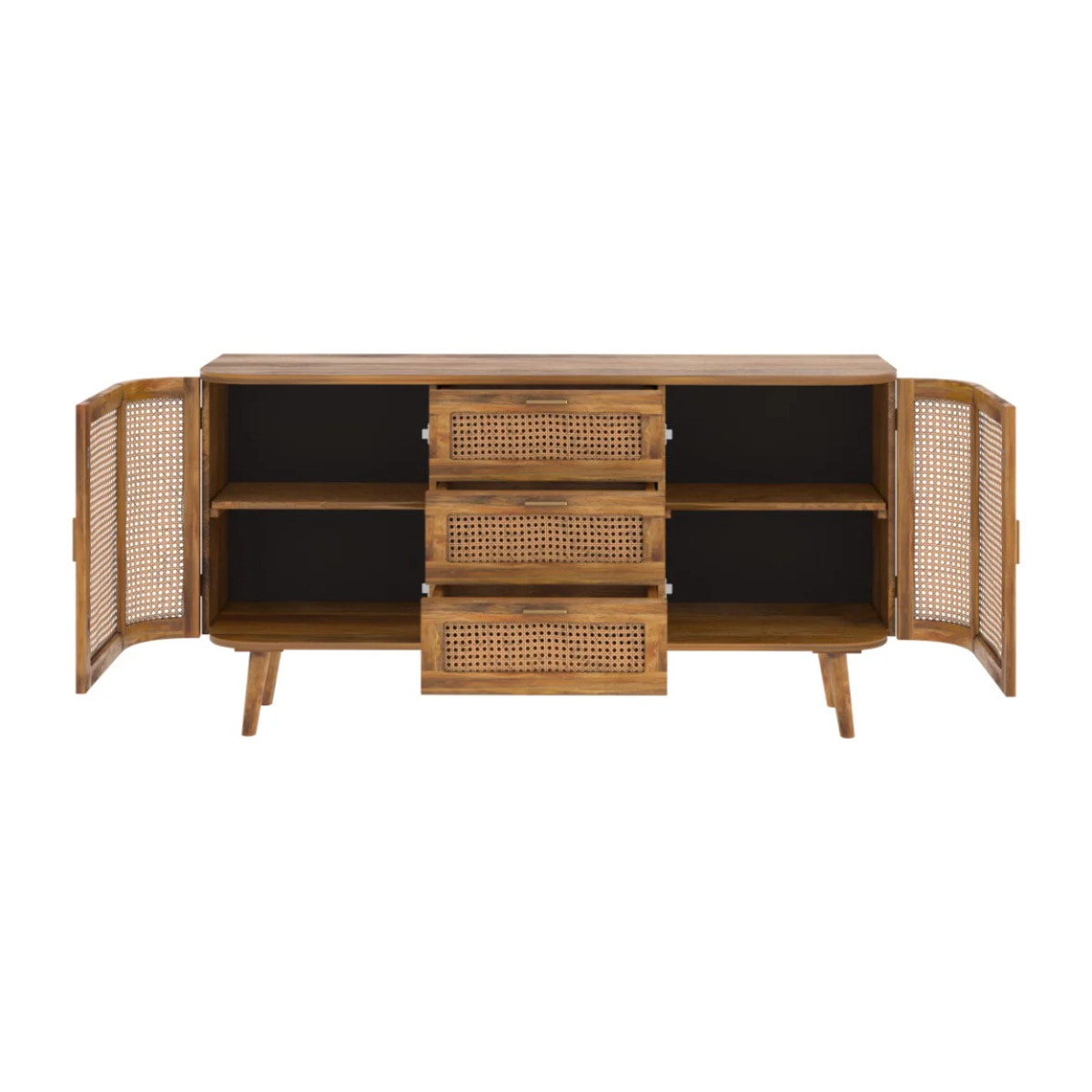 Buffet 2 portes et 3 tiroirs en cannage - Wava