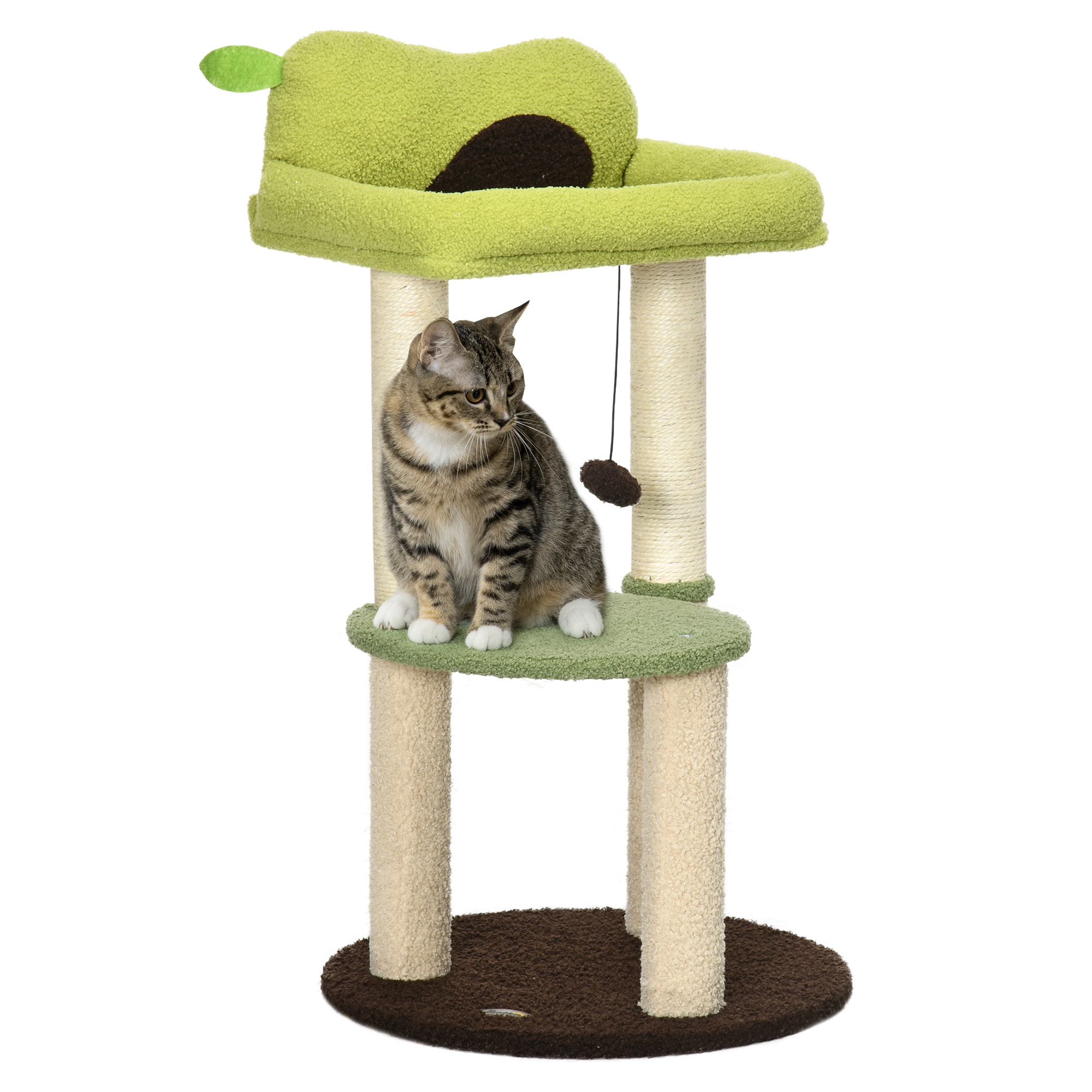 Árbol Rascador para Gatos Altura 83 cm con Cama Forma de Aguacate Bola Colgante