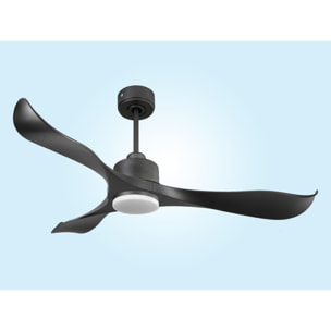 Ventilateur de plafond Réversible  Thermostat Dimmable Wifi Moteur à courant continu Toits en pente Télécommande Lumière à trois tons Adaptateur 2/3 Lames