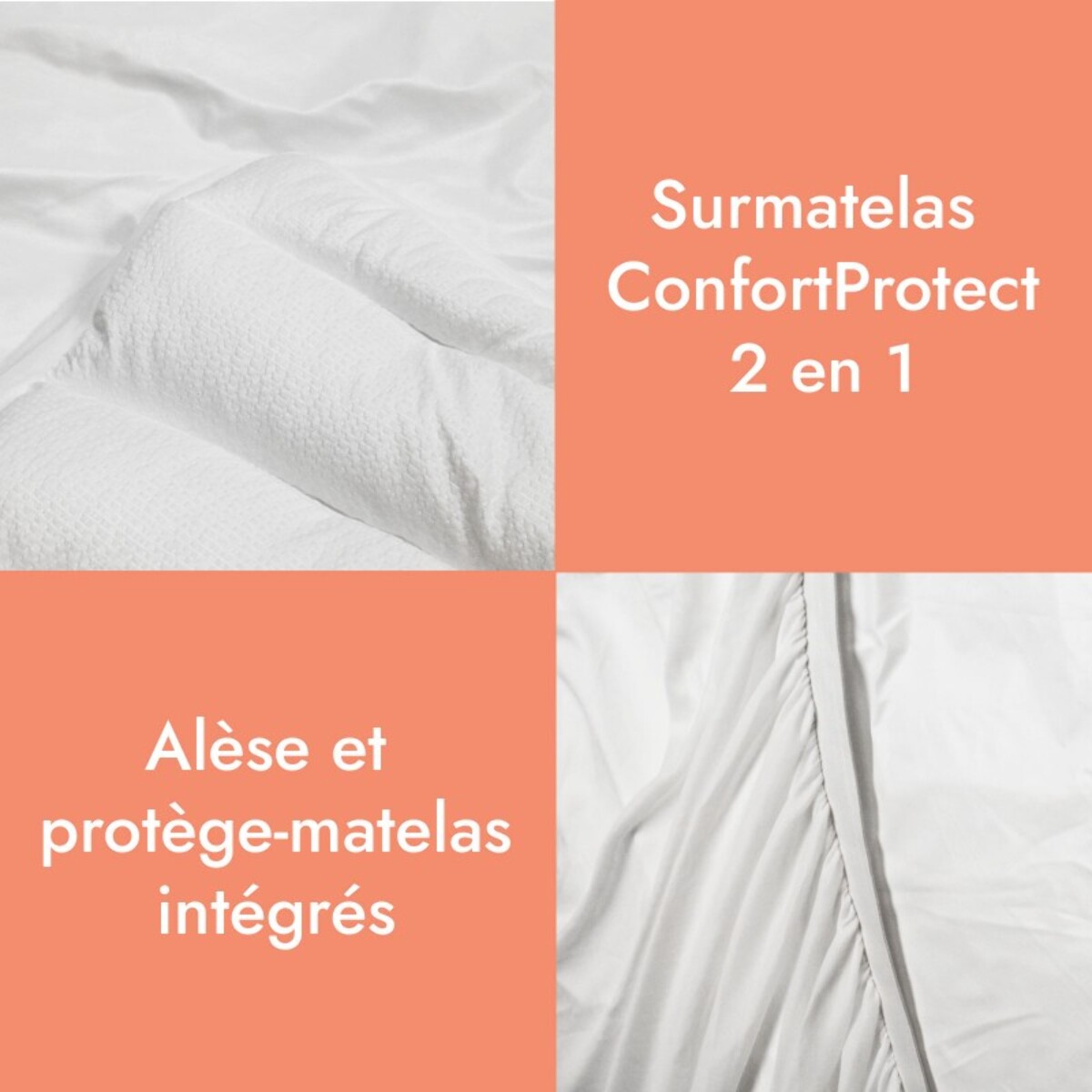 Surmatelas ConforProtect 2 en 1 | Alèse et protège-matelas intégrés | 7 cm de confort | Imperméable, moelleux, aéré, hypoallergénique