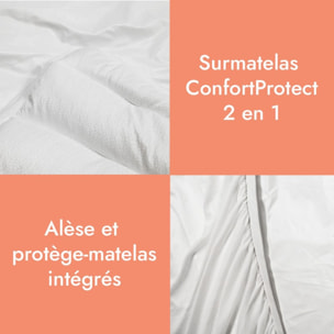 Surmatelas ConforProtect 2 en 1 | Alèse et protège-matelas intégrés | 7 cm de confort | Imperméable, moelleux, aéré, hypoallergénique